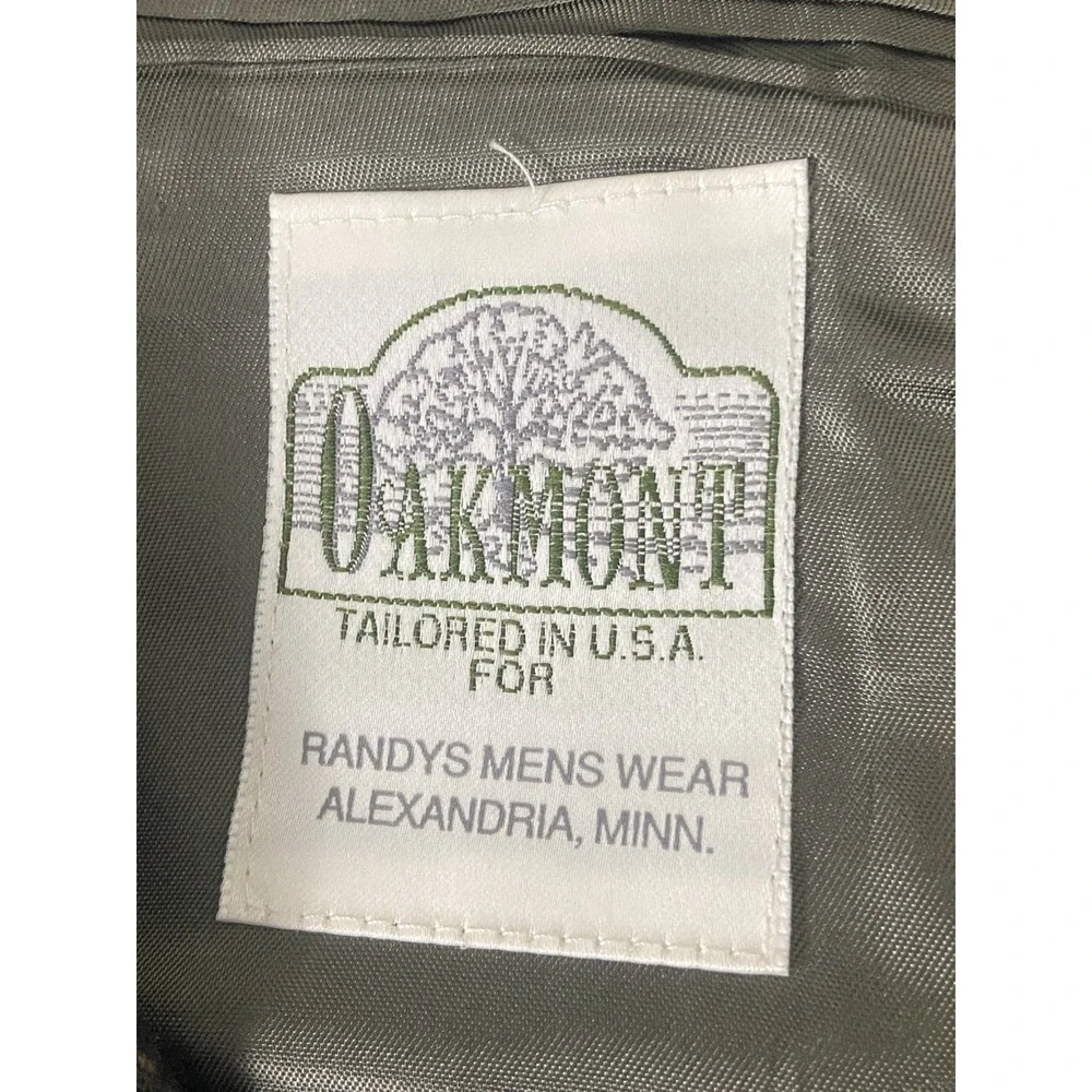 Vintage Oakmont Mens Blazer 46R Brown Black Wool Micro-Check Elbow‎ Patches USA